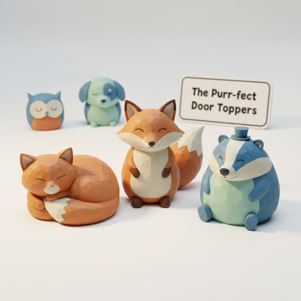 Whimsical 3D Printed Animal Decor: The Purr-fect Door Toppers